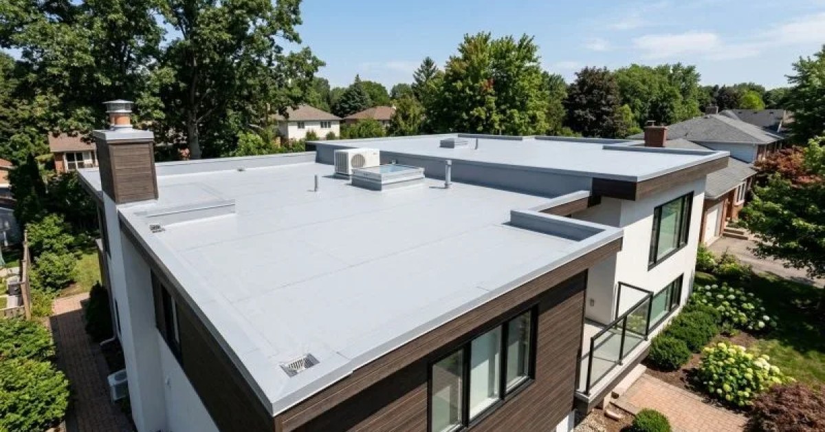 Flat roof installation on a residential property in Scranton, PA