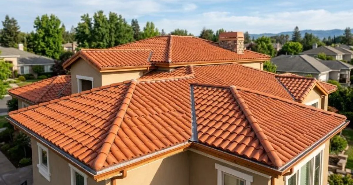 Tile roofing installed on a residential home