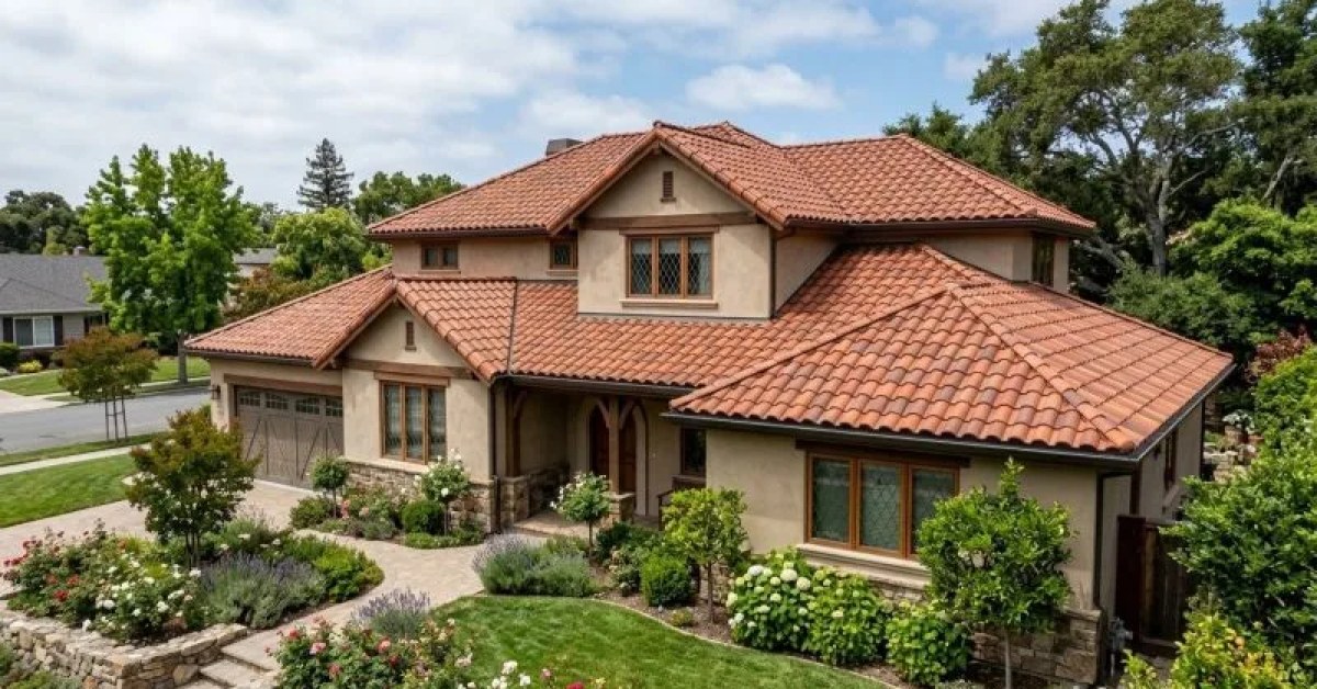 Tile roof on a residential home